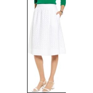Nordstrom 1901 Eyelet A-Line Skirt With Pockets White Cottage Pretty Feminine